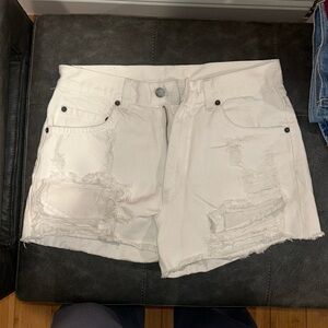 Carmar Distressed White Jean Shorts